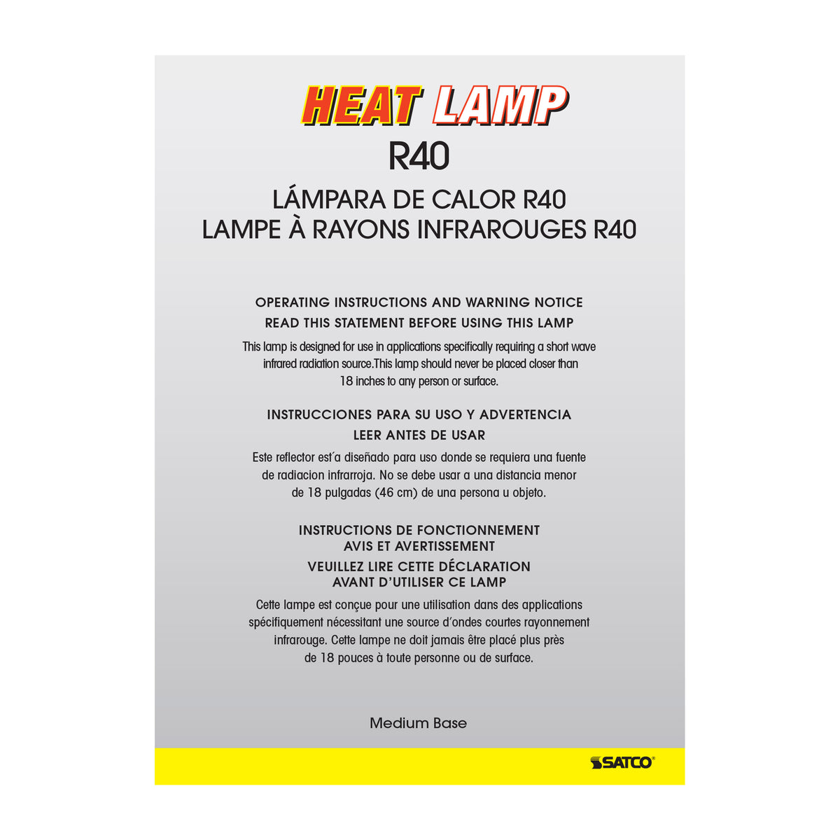 250 Watt R40 Incandescent - Red Heat - 6000 Average rated hours - Medium base - 120 Volt