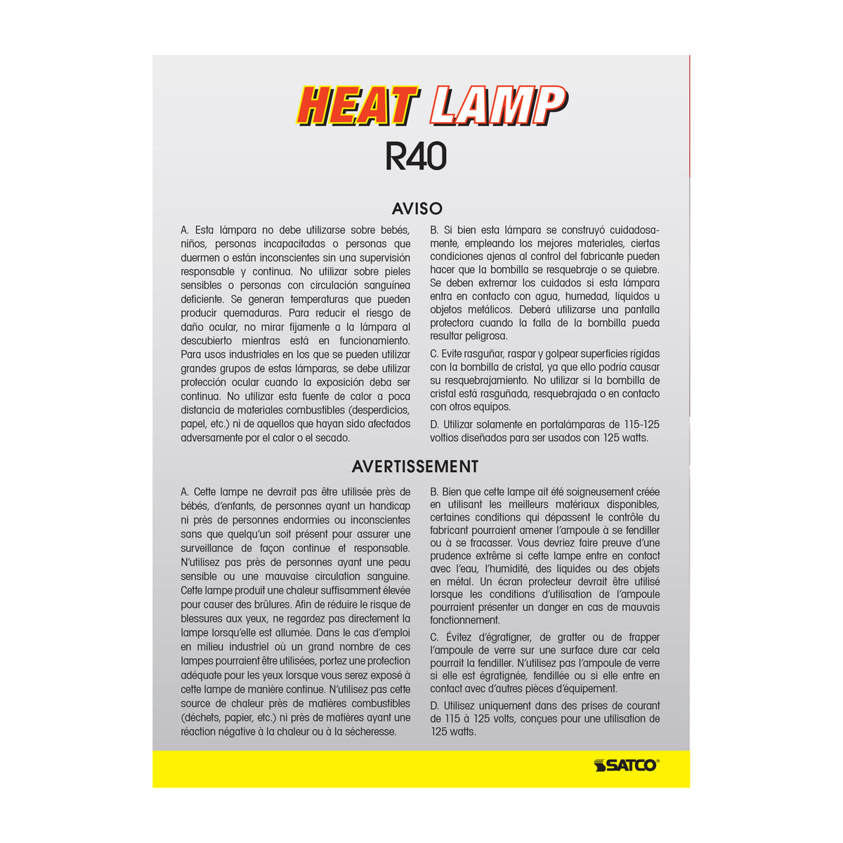 250 Watt R40 Incandescent - Red Heat - 6000 Average rated hours - Medium base - 120 Volt