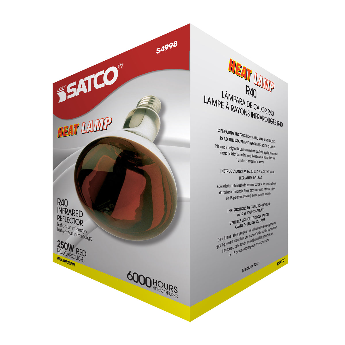 250 Watt R40 Incandescent - Red Heat - 6000 Average rated hours - Medium base - 120 Volt