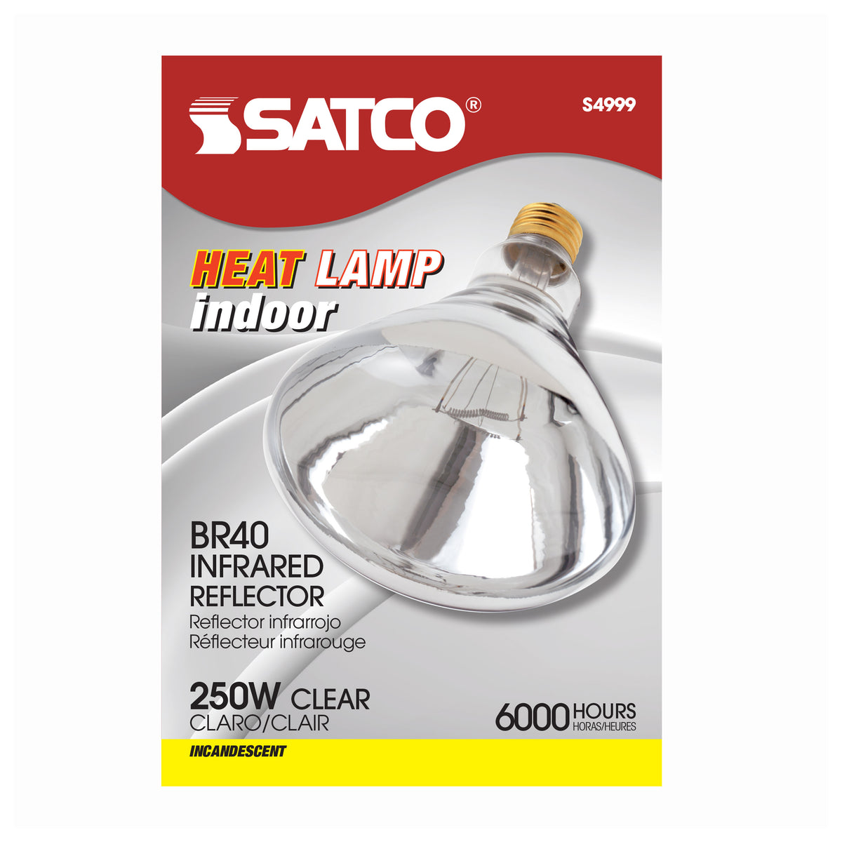 250 Watt BR40 Incandescent - Clear Heat - 6000 Average rated hours - Medium base - 120 Volt