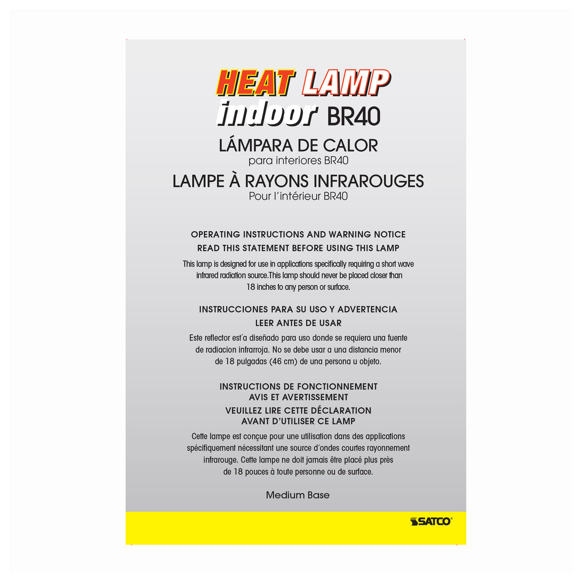 250 Watt BR40 Incandescent - Clear Heat - 6000 Average rated hours - Medium base - 120 Volt