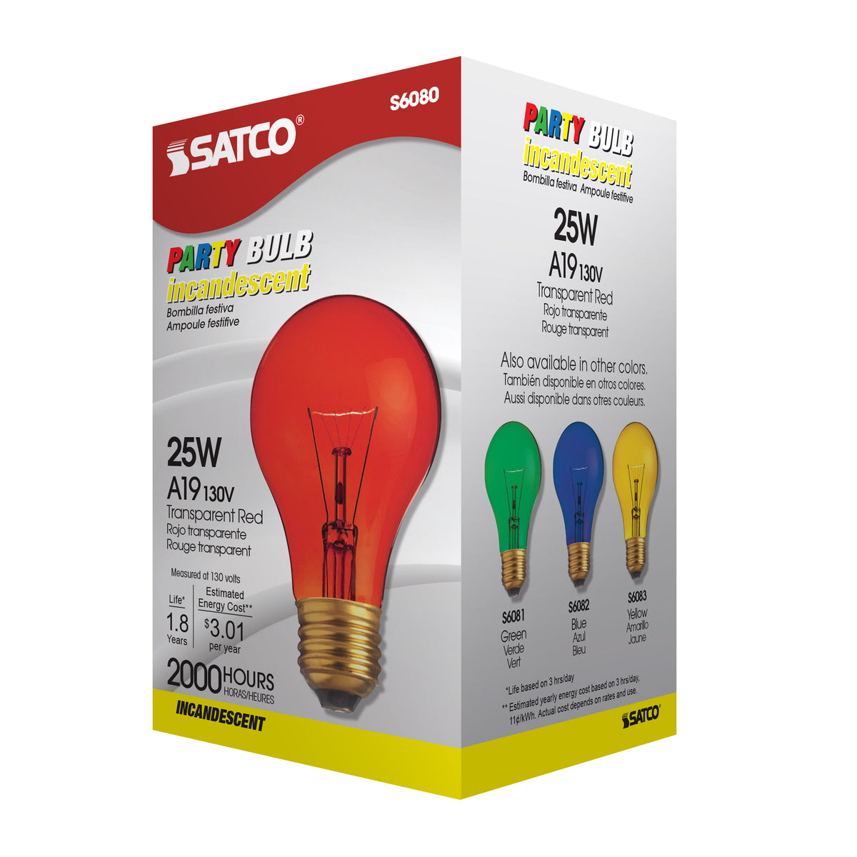 25 Watt A19 Incandescent - Transparent Red - 2000 Average rated hours - Medium base - 130 Volt