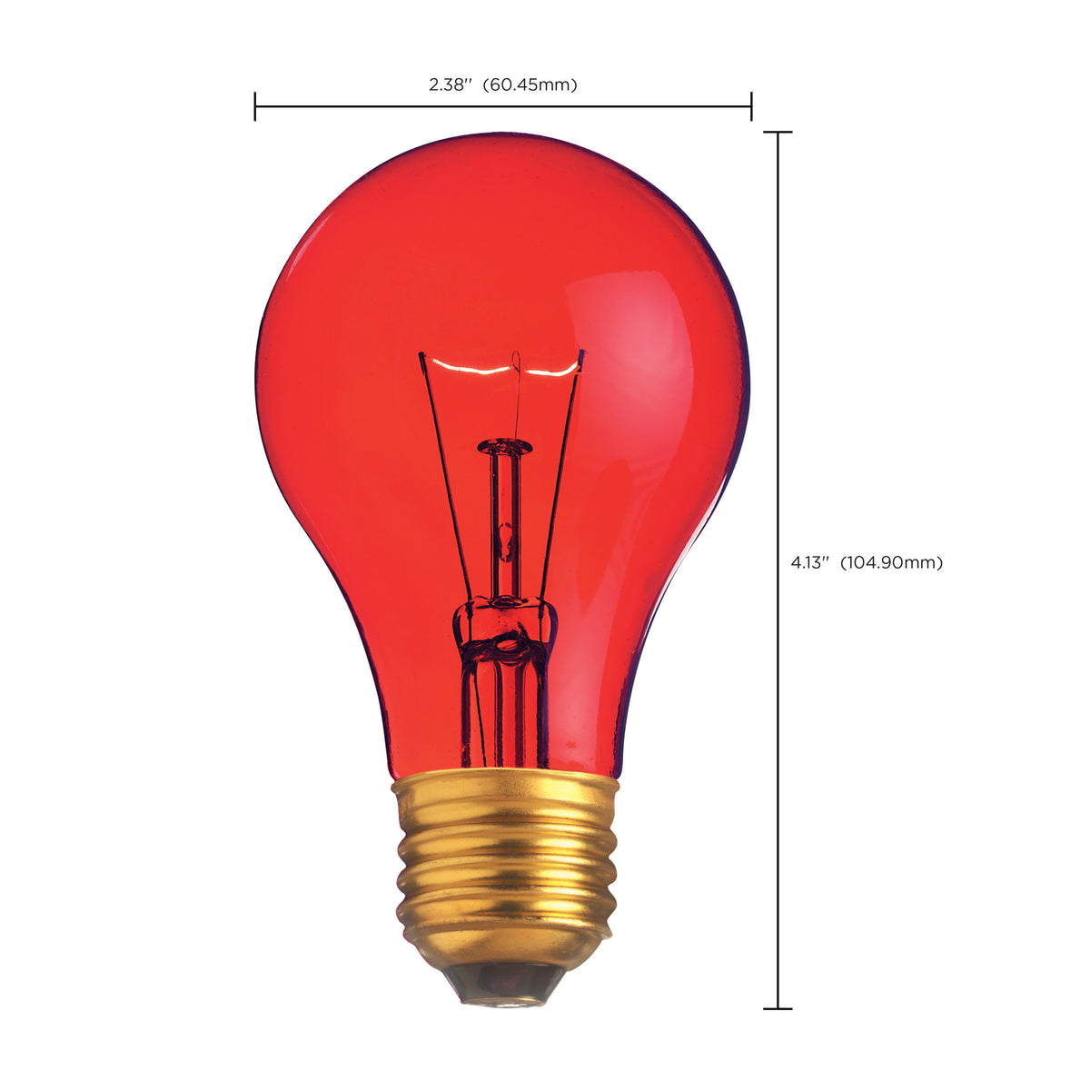 25 Watt A19 Incandescent - Transparent Red - 2000 Average rated hours - Medium base - 130 Volt