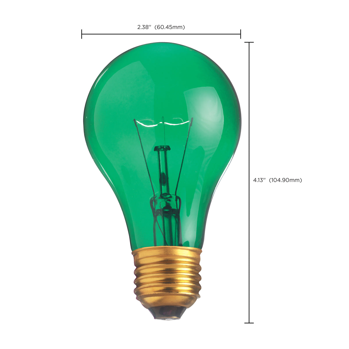 25 Watt A19 Incandescent - Transparent Green - 2000 Average rated hours - Medium base - 130 Volt