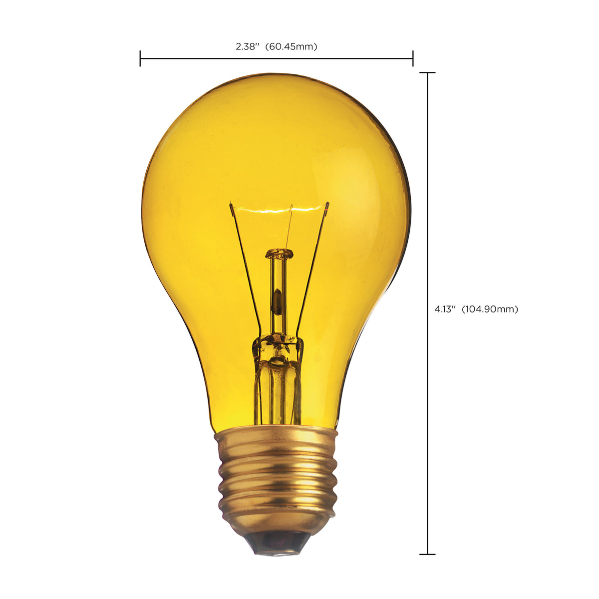 25 Watt A19 Incandescent - Transparent Yellow - 2000 Average rated hours - Medium base - 130 Volt