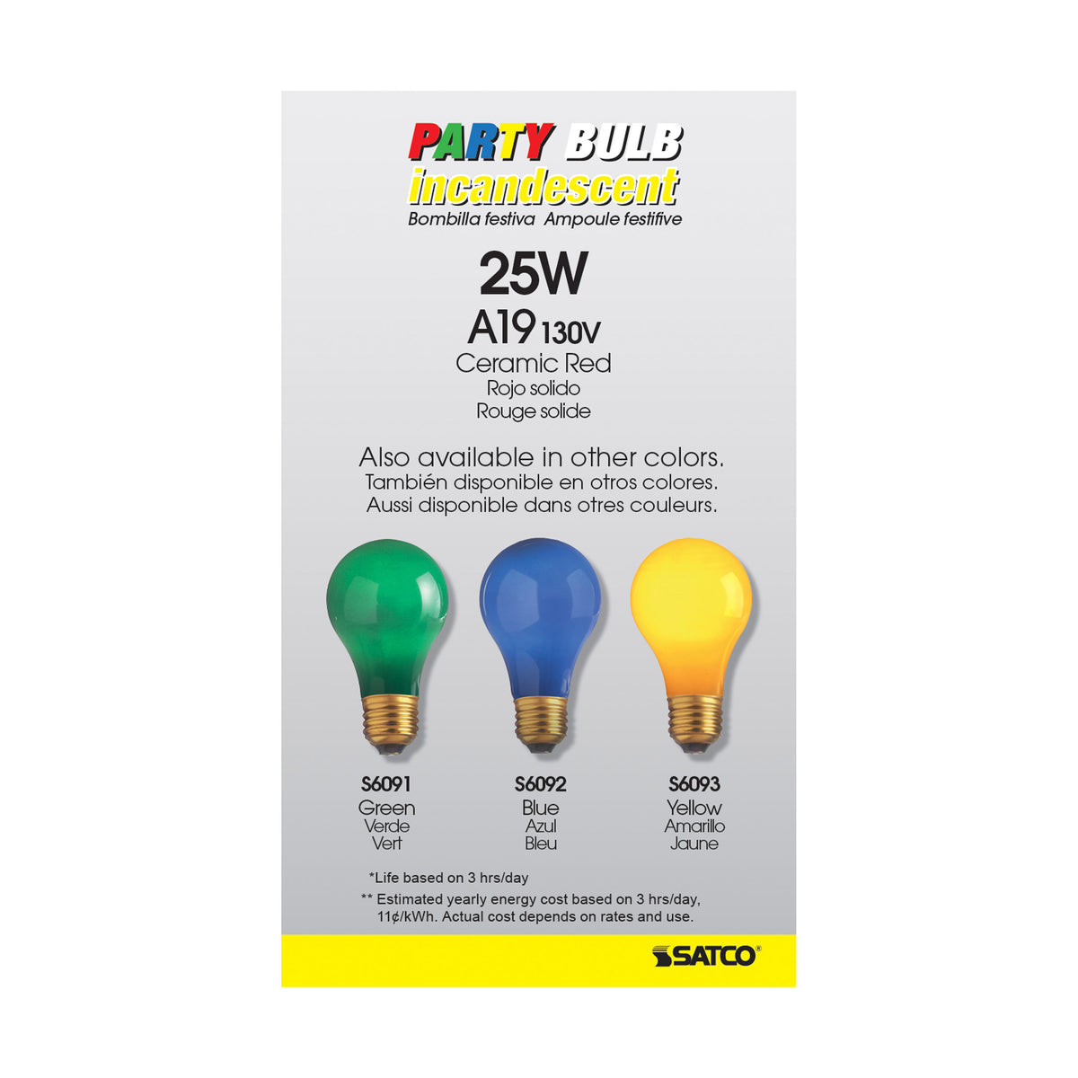25 Watt A19 Incandescent - Ceramic Red - 1000 Average rated hours - 15 Lumens - Medium base - 130 Volt