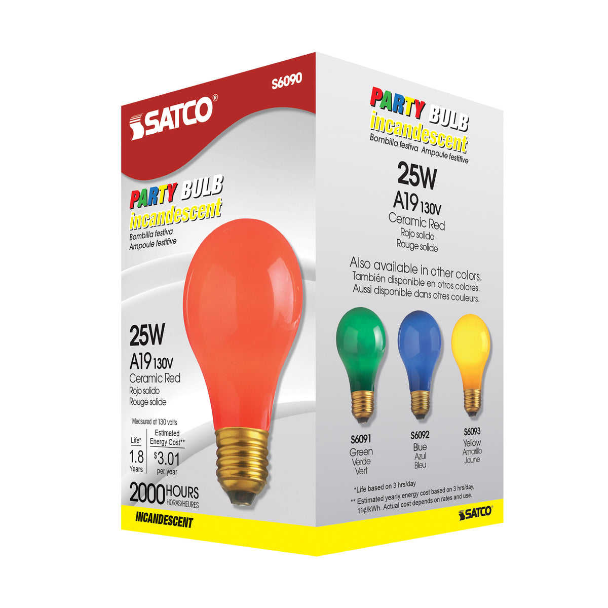 25 Watt A19 Incandescent - Ceramic Red - 1000 Average rated hours - 15 Lumens - Medium base - 130 Volt