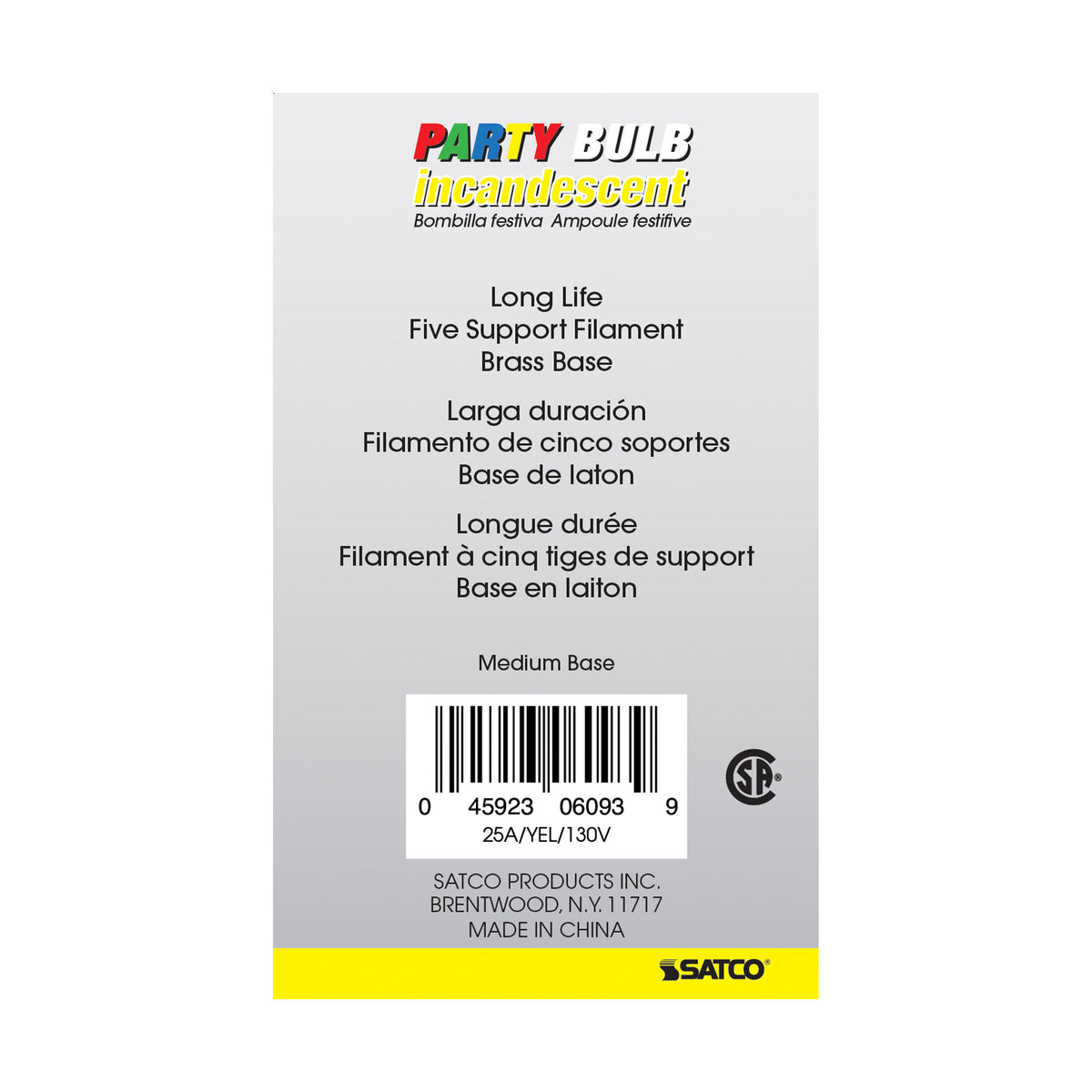 25 Watt A19 Incandescent - Ceramic Yellow - 1000 Average rated hours - 30 Lumens - Medium base - 130 Volt