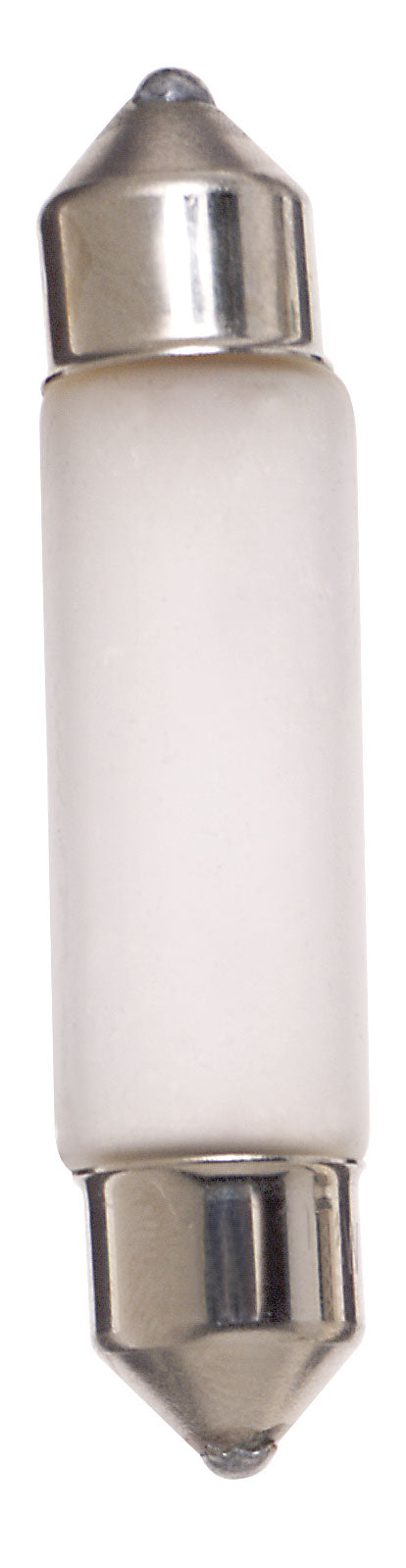 10 Watt miniature - T3 1/4 - Frost - 20000 Average rated hours - 120 Lumens - Festoon base - 12 Volt bulb or fixture view