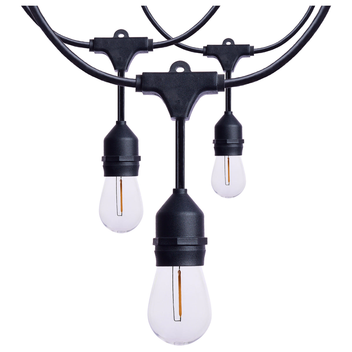 24 Foot LED String Light - 12-S14 Lamps - 2700K CCT - Black - 120 Volt