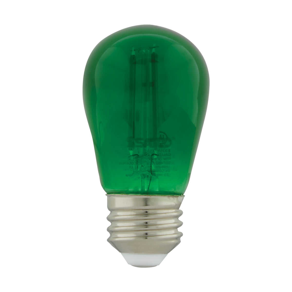 1 Watt - S14 LED Filament - Green Transparent Glass Bulb - E26 Base - 120 Volt - Non-Dimmable - Pack of 4 bulb or fixture