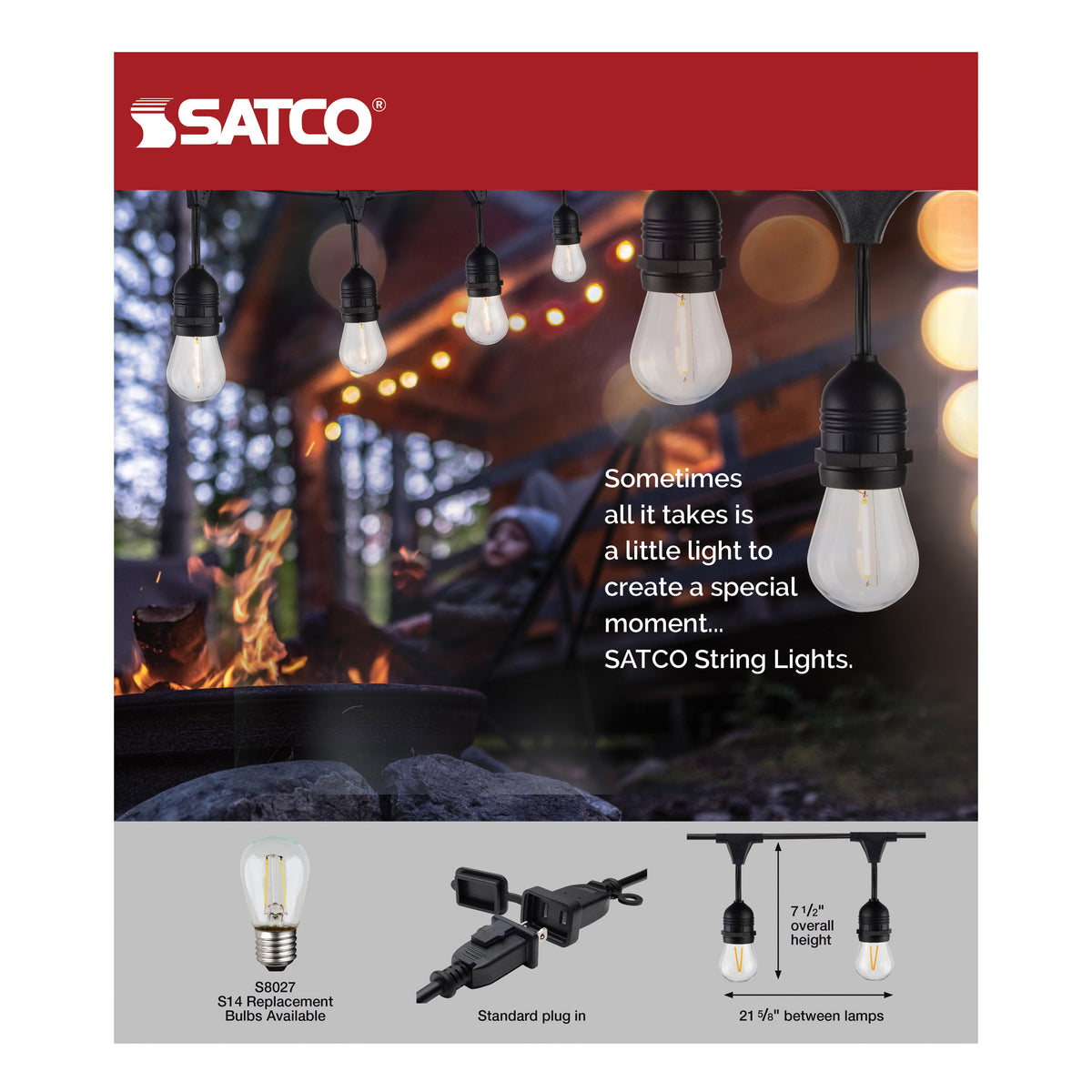 24Ft - LED String Light - Includes 12-S14 bulbs - 2200K - 120 Volts
