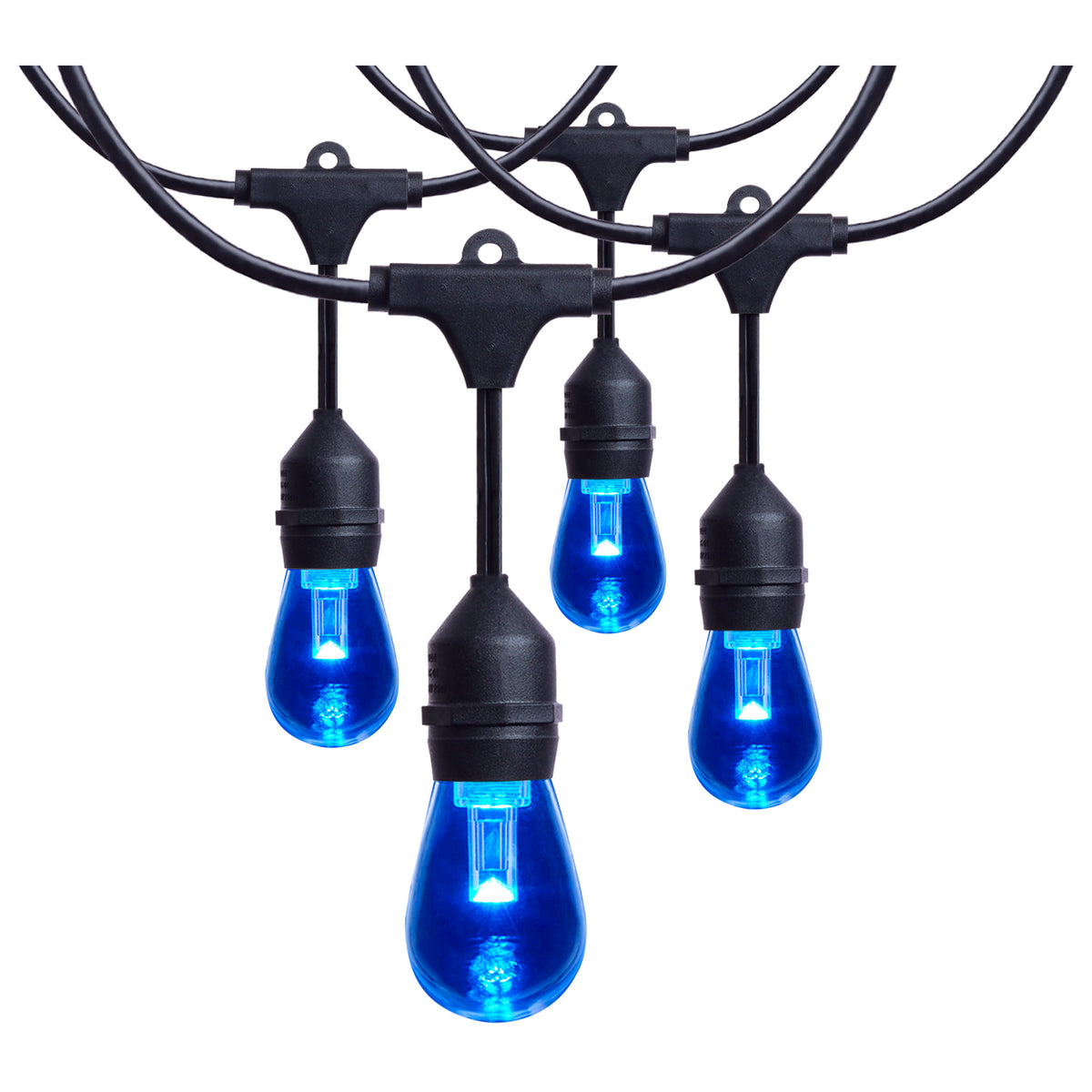 24 Foot LED String Light - 12-S14 Lamps - Medium Base - RGBTW - Infrared Remote - Black - 120 Volt