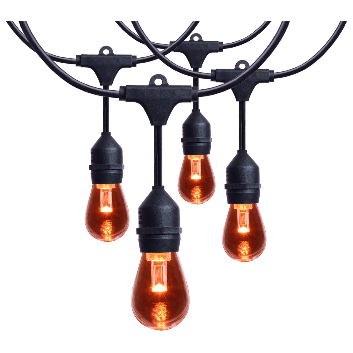 24 Foot LED String Light - 12-S14 Lamps - Medium Base - RGBTW - Infrared Remote - Black - 120 Volt