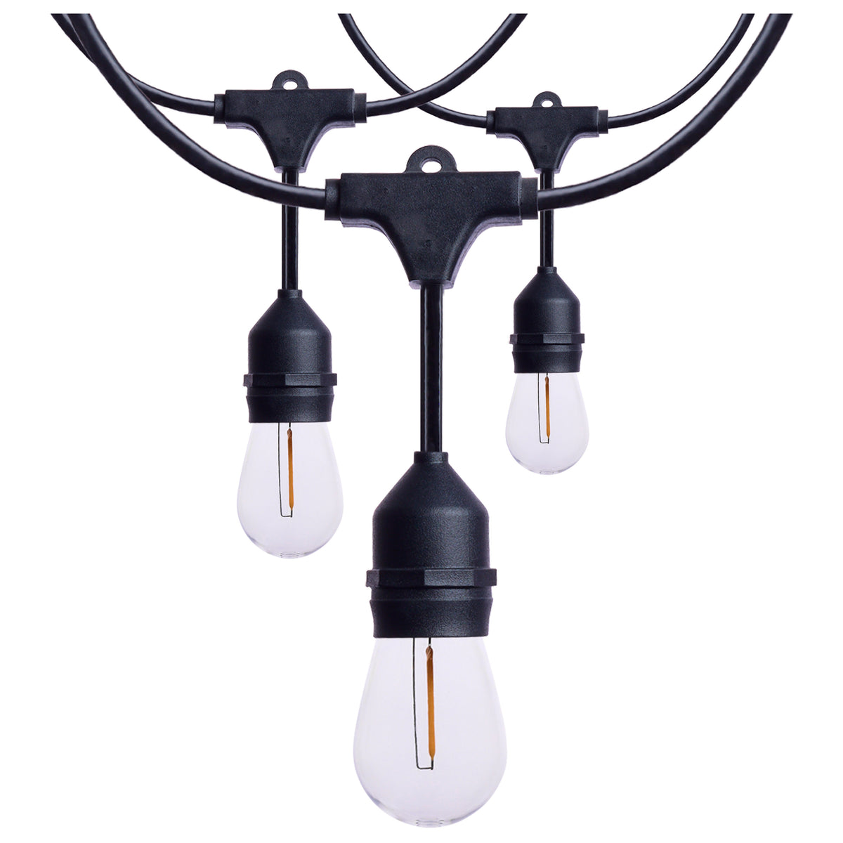 60 Foot LED String Light - 24-S14 Lamps - Medium Base - 2200K CCT - Black
