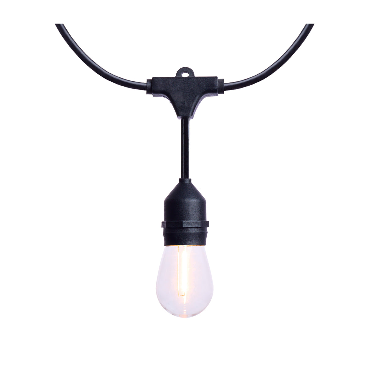 60 Foot LED String Light - 24-S14 Lamps - Medium Base - 2200K CCT - Black