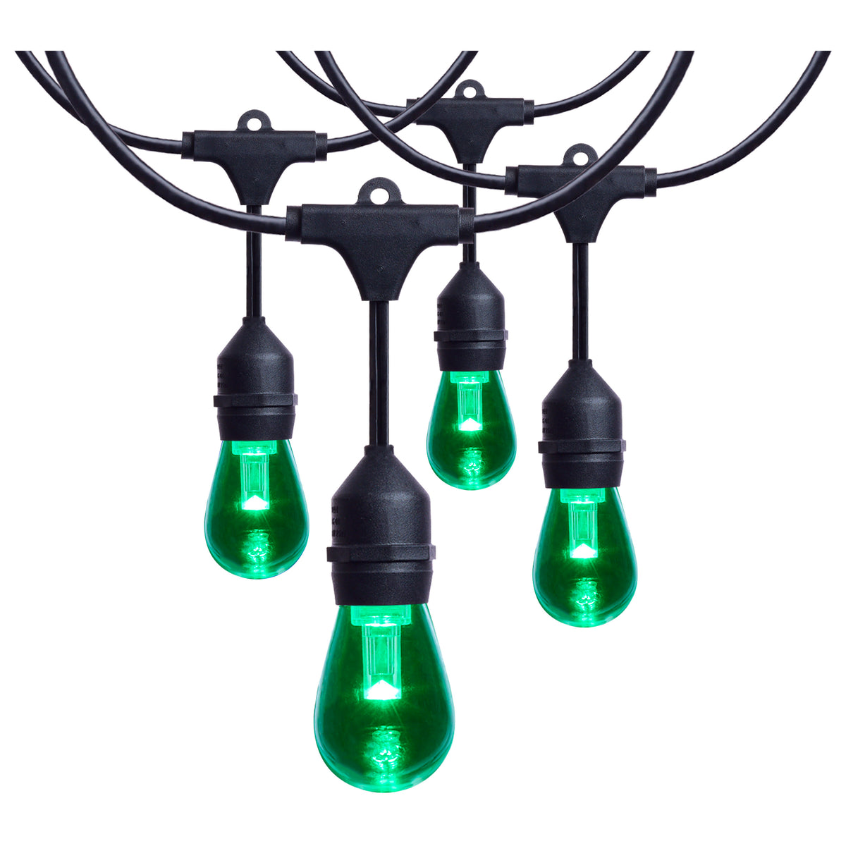 48 Foot LED String Light - 15-S14 Lamps - Medium Base - RGBTW - Infrared Remote - Black - 120 Volt