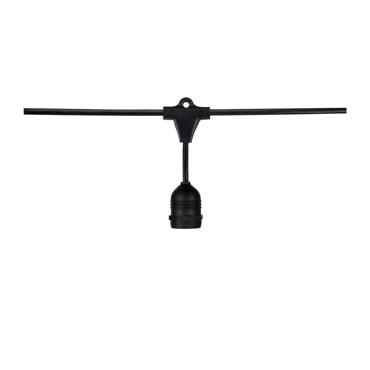 24Ft - LED String Light - 12 Socketed Black Cord and Plug Only bulb or fixture view