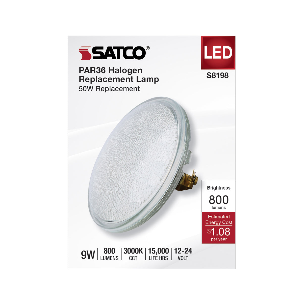 9 Watt LED PAR36 - 15K Average rated hours - 3000K - Screw Terminal base