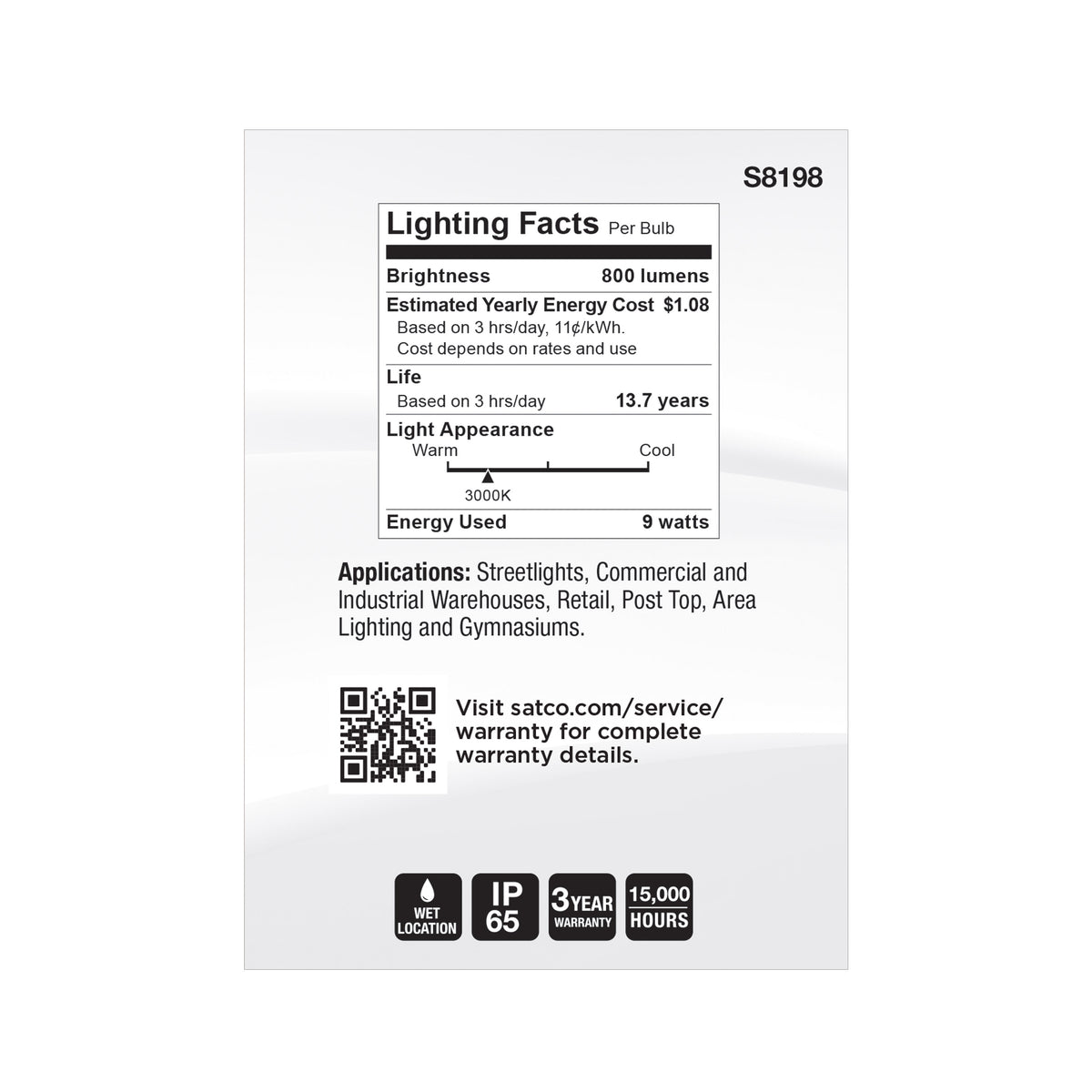 9 Watt LED PAR36 - 15K Average rated hours - 3000K - Screw Terminal base