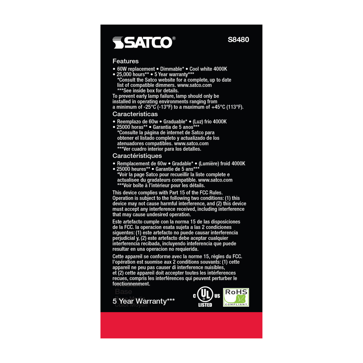 10 Watt - A19 LED - Frosted - 4000K Medium base - 120 Volt