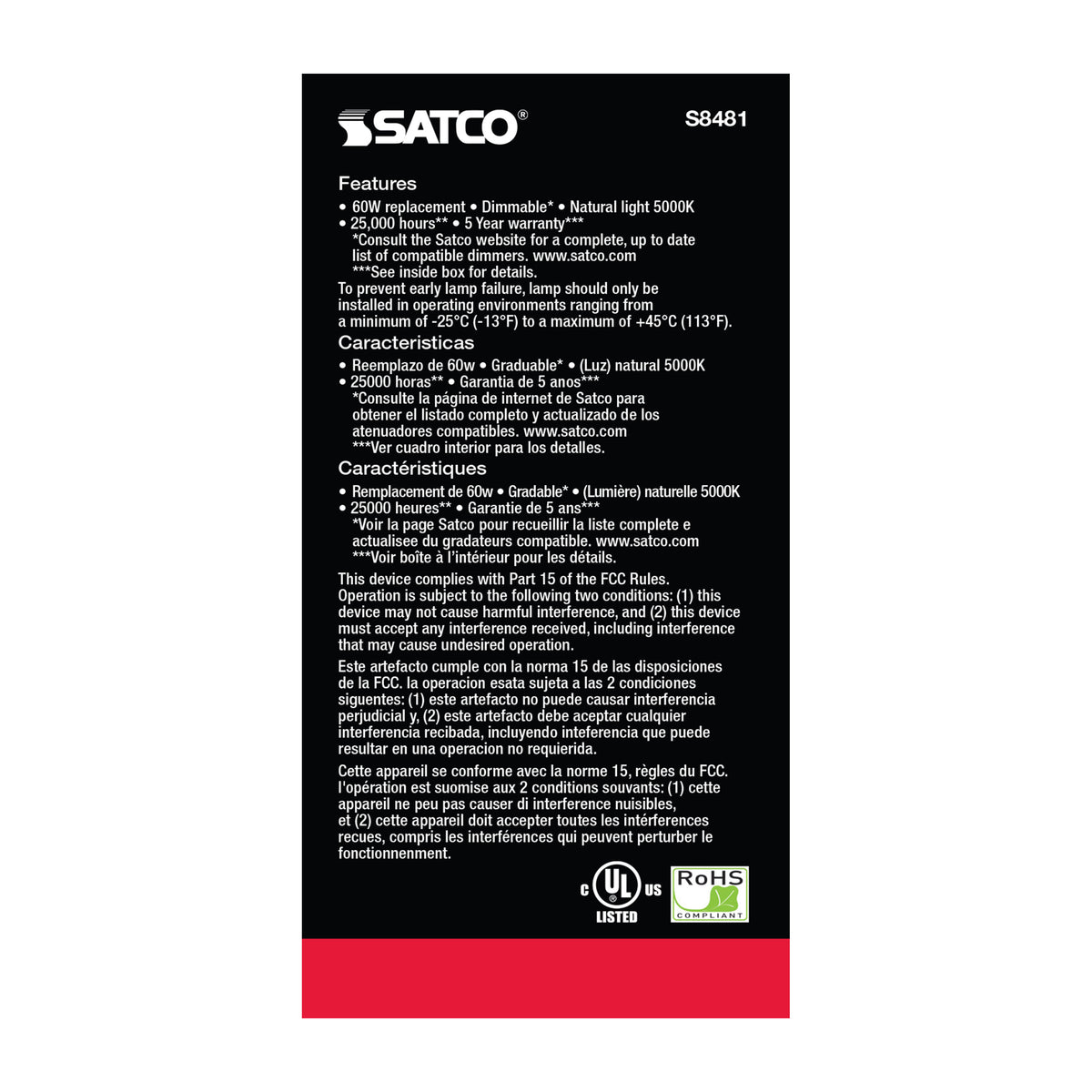 10 Watt - A19 LED - Frosted - 5000K Medium base - 120 Volt