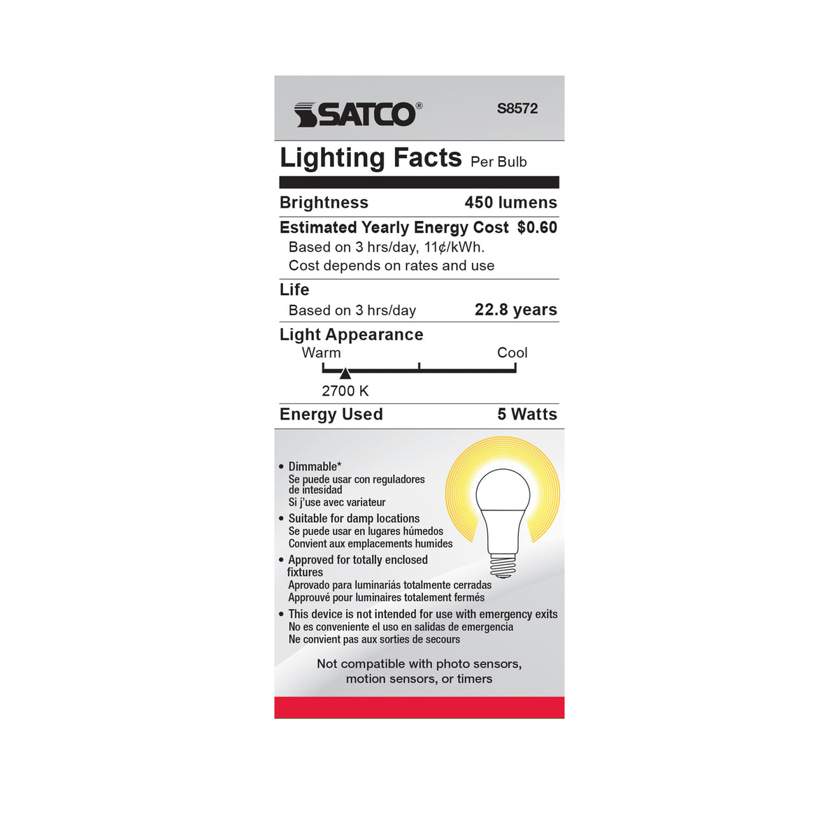 5 Watt - A15 LED - Frosted - 2700K - Medium base - 120 Volt