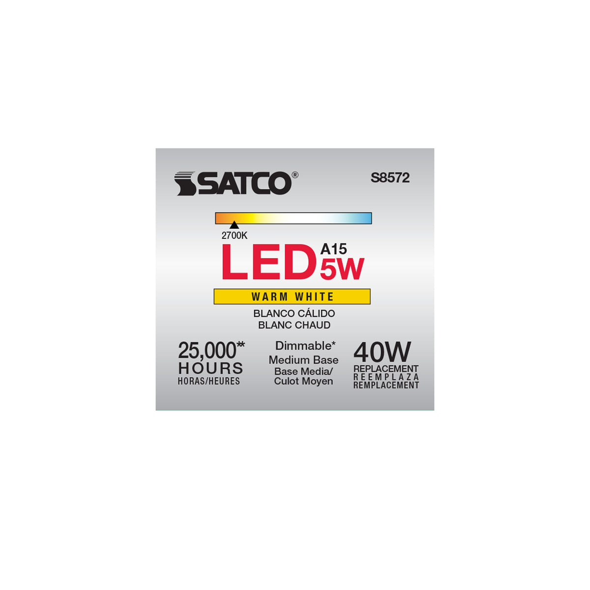 5 Watt - A15 LED - Frosted - 2700K - Medium base - 120 Volt