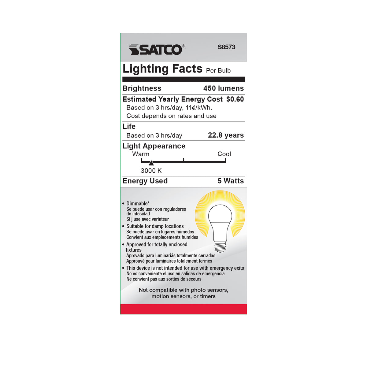 5 Watt - A15 LED - Frosted - 3000K - Medium base - 120 Volt