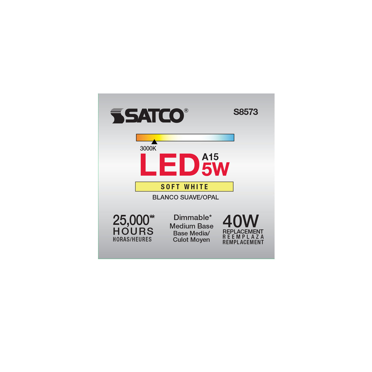 5 Watt - A15 LED - Frosted - 3000K - Medium base - 120 Volt