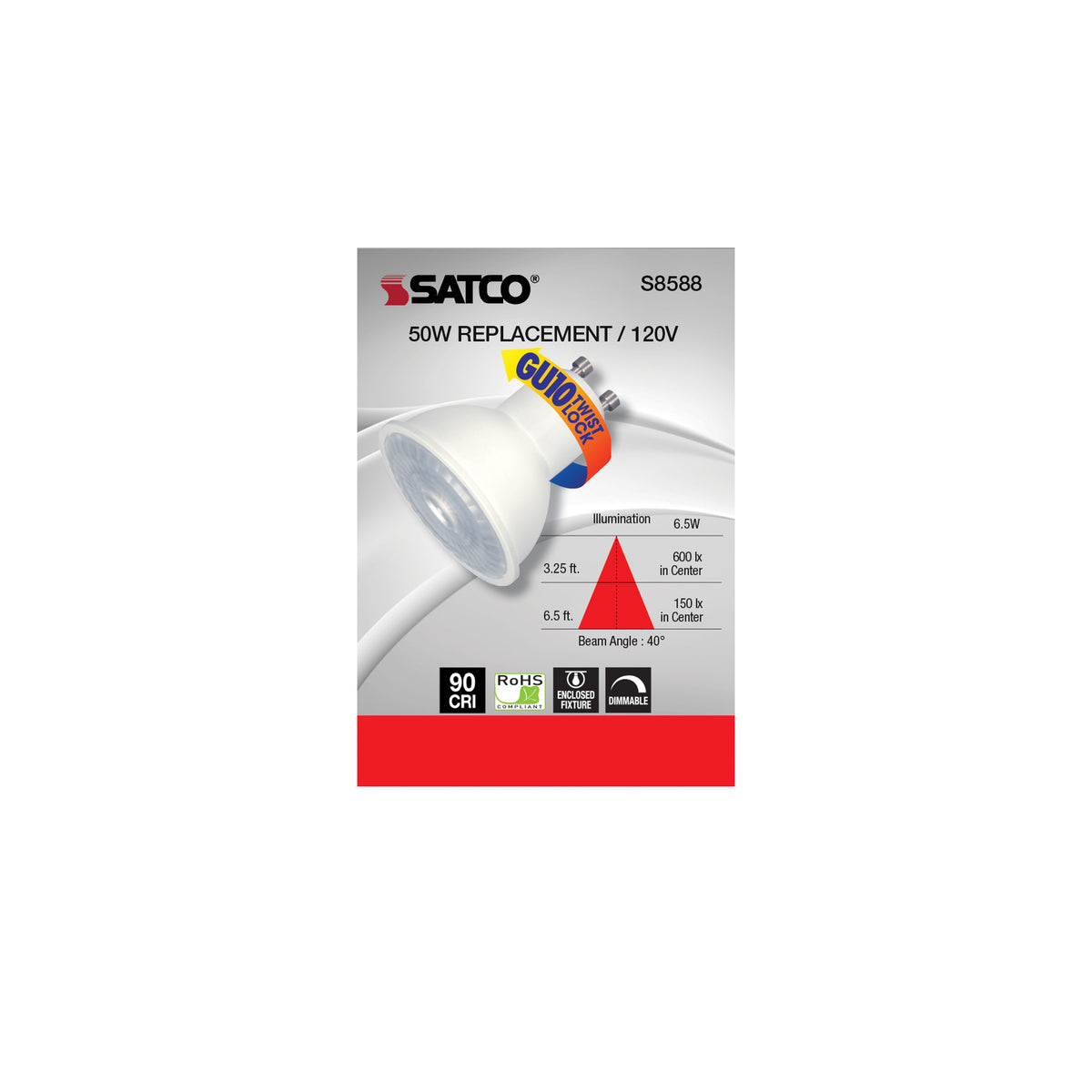 6.5 Watt - LED MR16 - 2700K - 40 deg. Beam Angle - GU10 base - 120 Volt