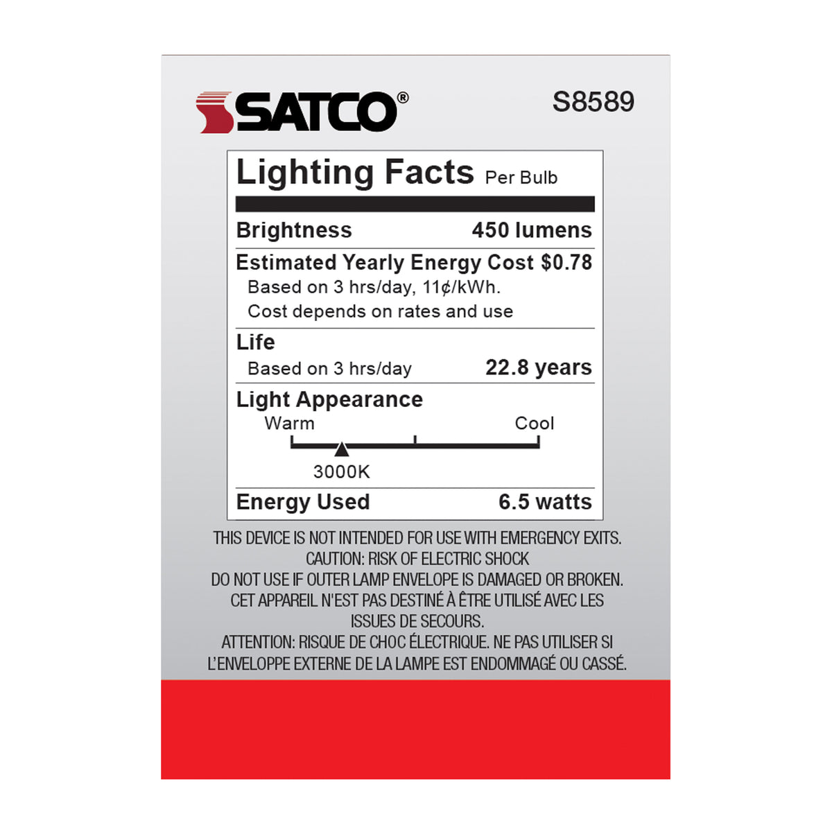 6.5 Watt - LED MR16 - 3000K - 40 deg. Beam Angle - GU10 base - 120 Volt