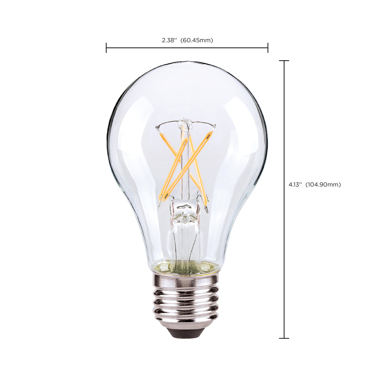 8 Watt A19 LED Filament - Clear - Medium base - 2700K - 800 Lumens - 120 Volt - Carded
