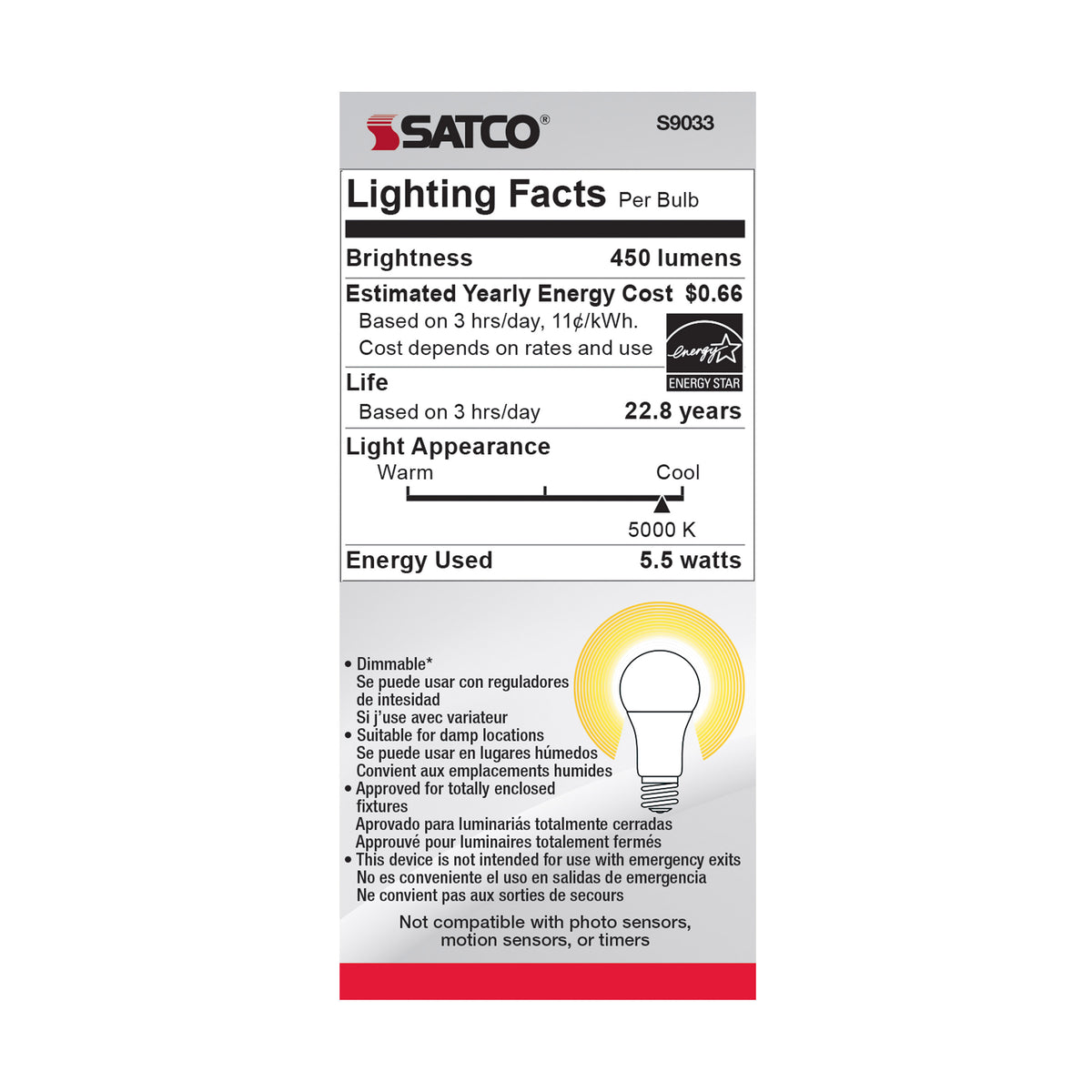 5.5 Watt - A15 LED - Frosted - 5000K - Medium base - 230 deg. Beam Angle - 120 Volt