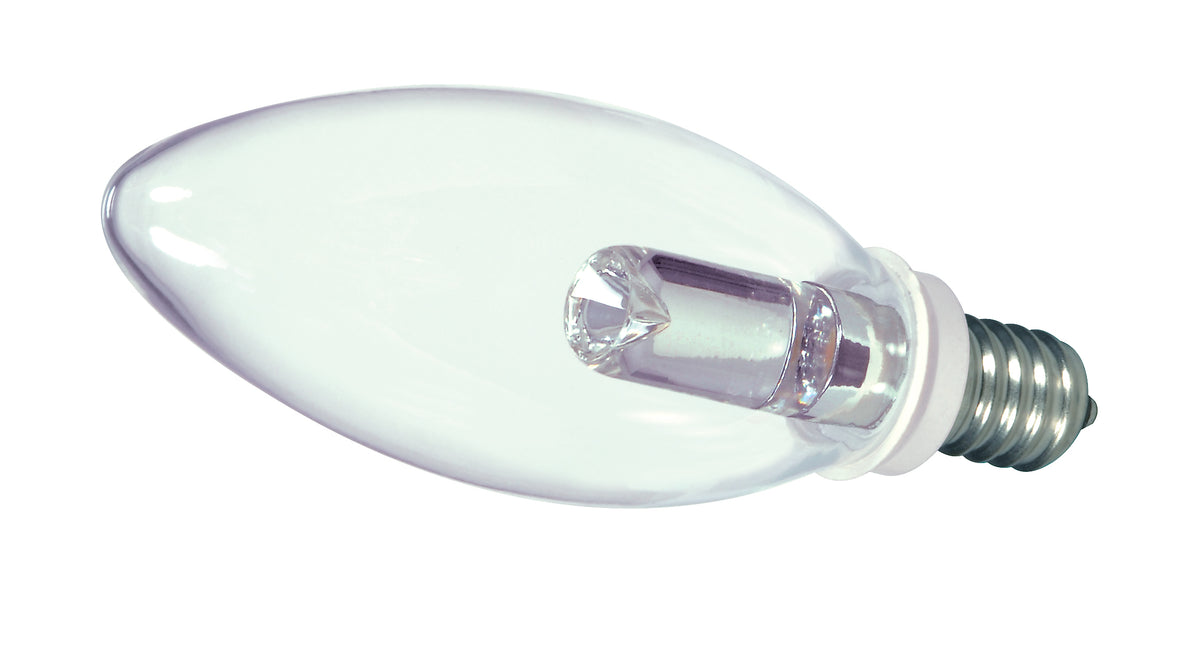 1 Watt LED - BA9 1/2 - Clear - 2700K - Candelabra base - 120 Volt - Carded