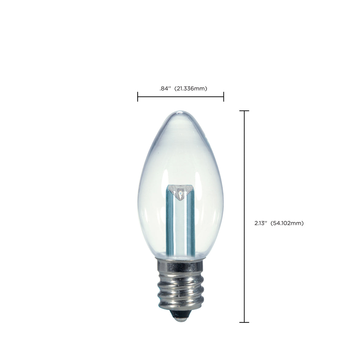0.5 Watt LED - C7 - Clear - 2700K - Candelabra base - 120 Volt - Carded