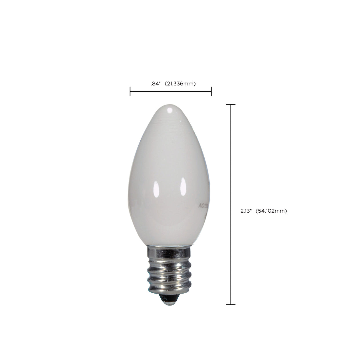 0.5 Watt LED - C7 - White - 2700K - Candelabra base - 120 Volt - Carded