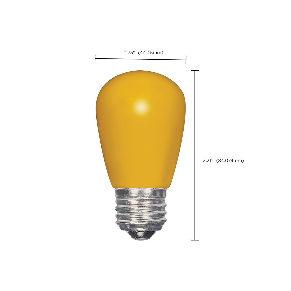 1.4 Watt LED - S14 - Ceramic Yellow - Medium base - 120 Volt - Carded