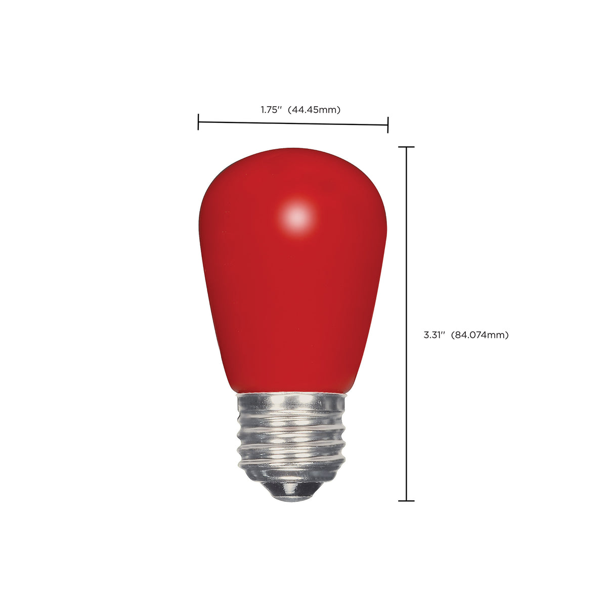 1.4 Watt LED - S14 - Ceramic Red - Medium base - 120 Volt - Carded