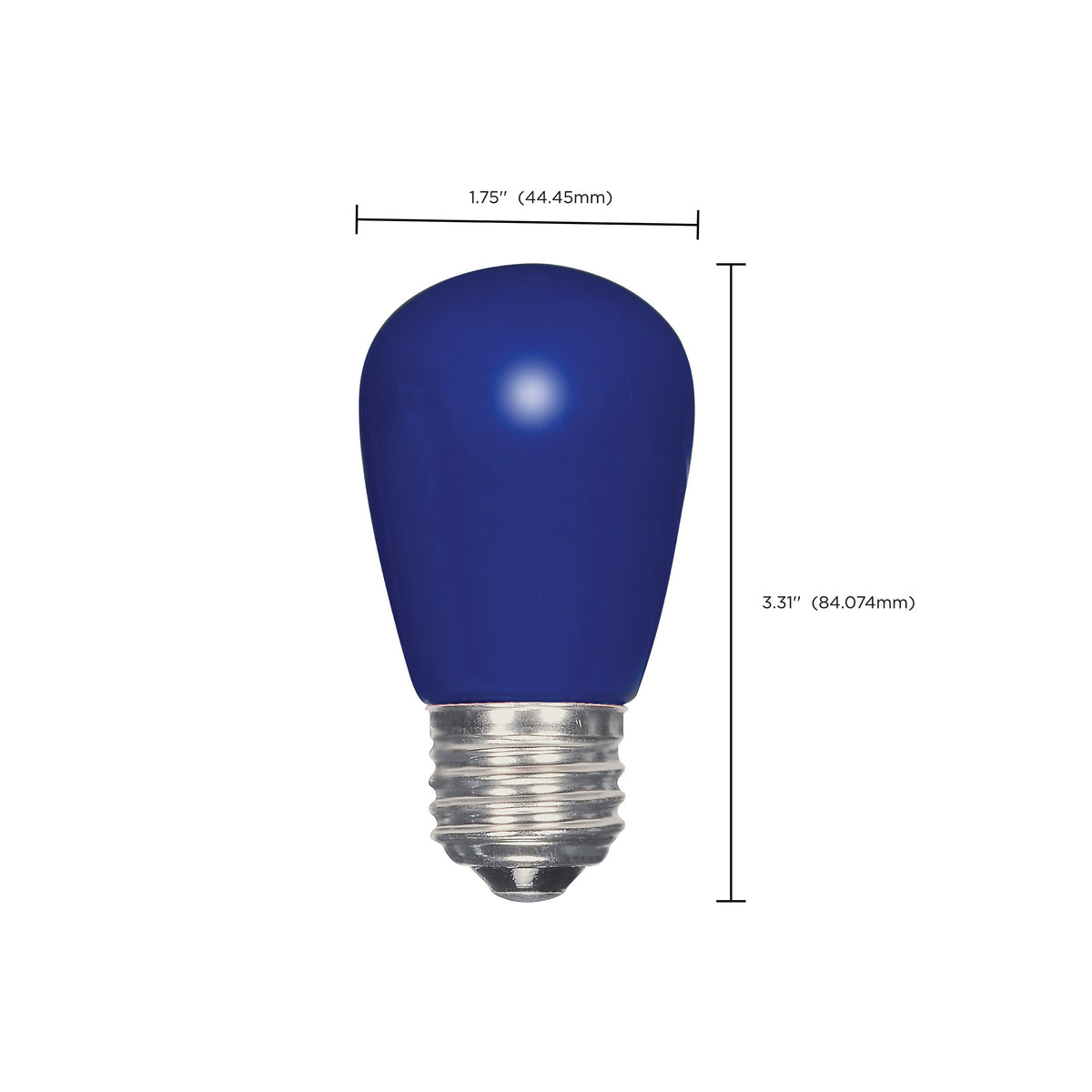 1.4 Watt LED - S14 - Ceramic Blue - Medium base - 120 Volt - Carded