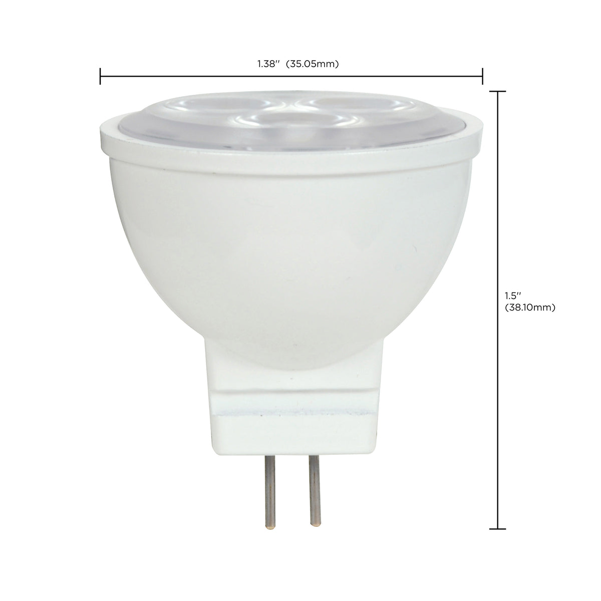 3W - LED - MR11 - 4000K - 25 deg. beam spread - 25000 Average rated hours - 210 Lumens - GU4 base - 12 Volt AC/DC