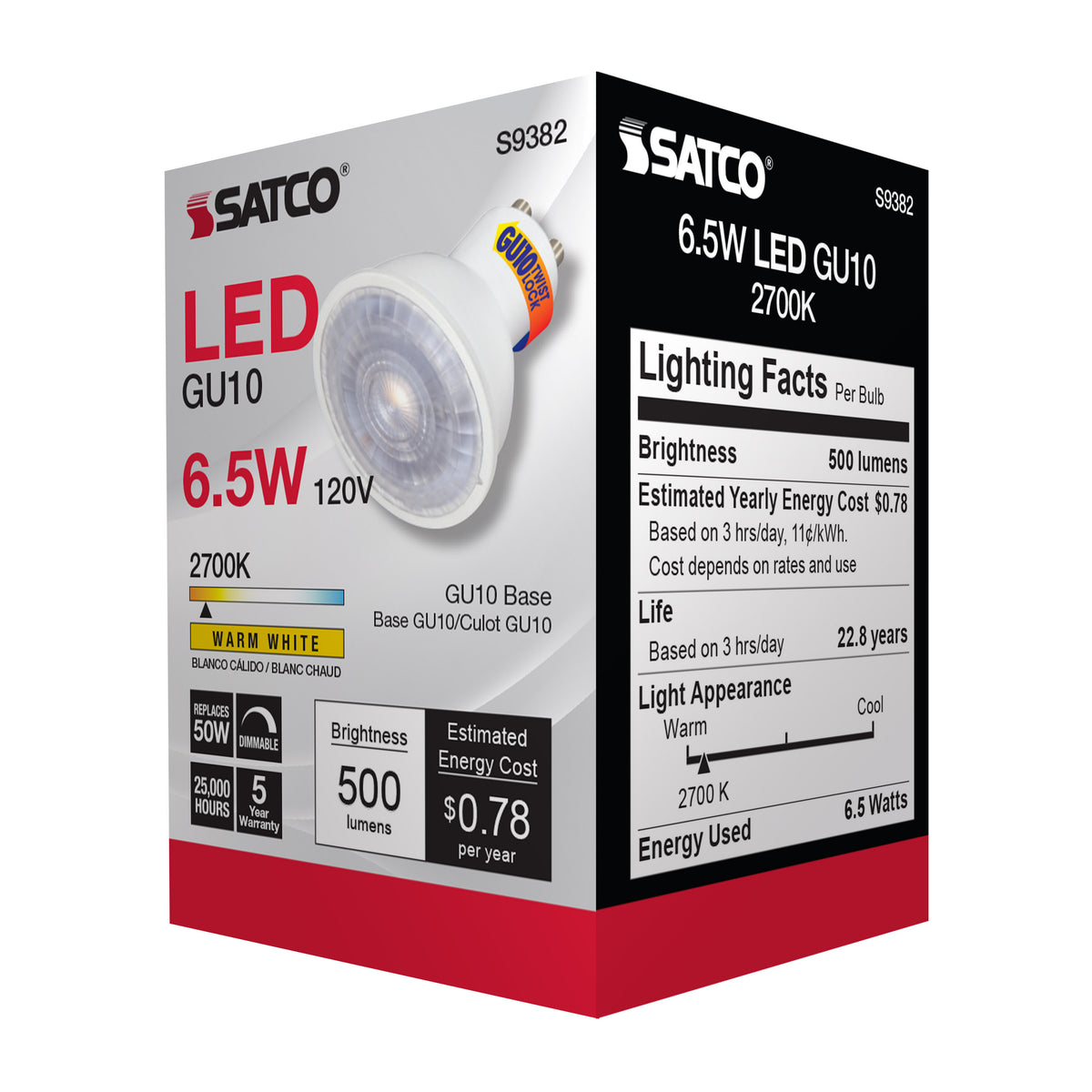 6.5 Watt - LED MR16 - 2700K - 40 deg. Beam Angle - GU10 base - 120 Volt