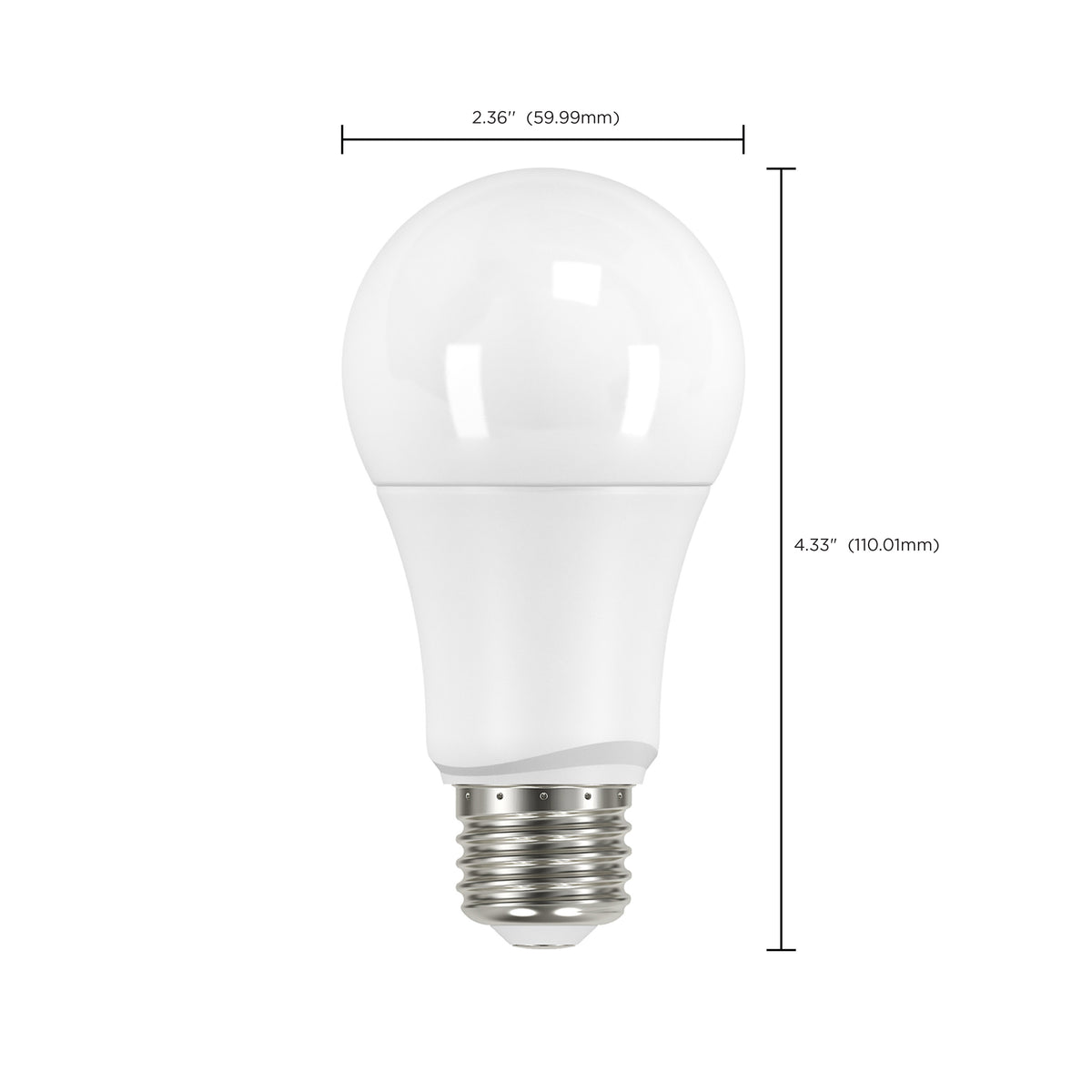 9.5 Watt - A19 LED - Frosted - 3000K Medium base - 220 deg. Beam Angle - 120 Volt - Non-Dimmable