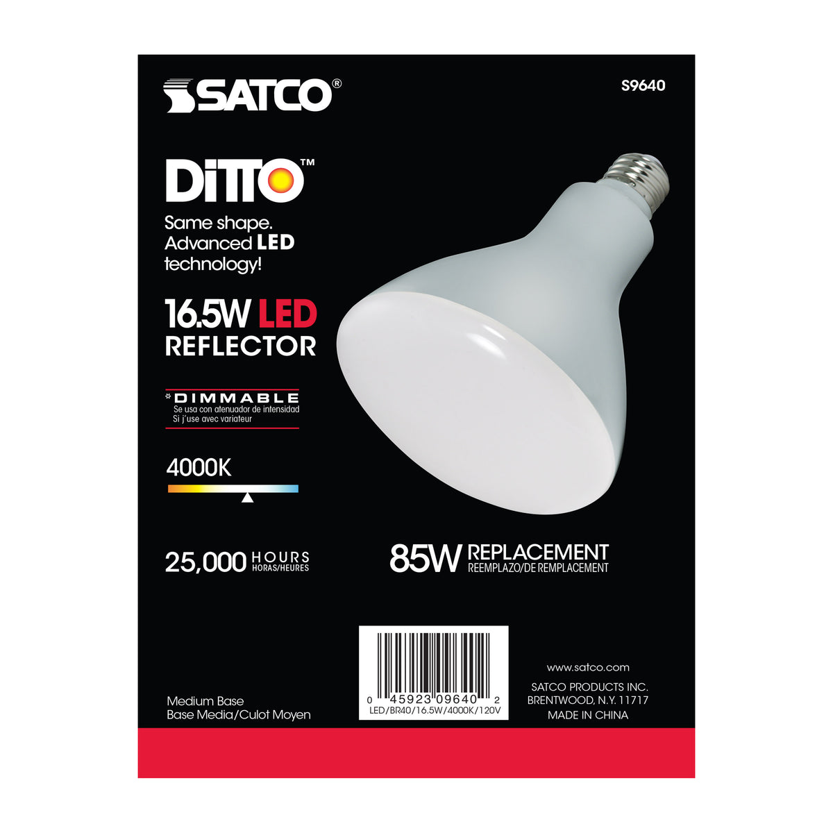 16.5 Watt - LED BR40 - 4000K - 103 deg. Beam Angle - Medium base - 120 Volt - Dimmable
