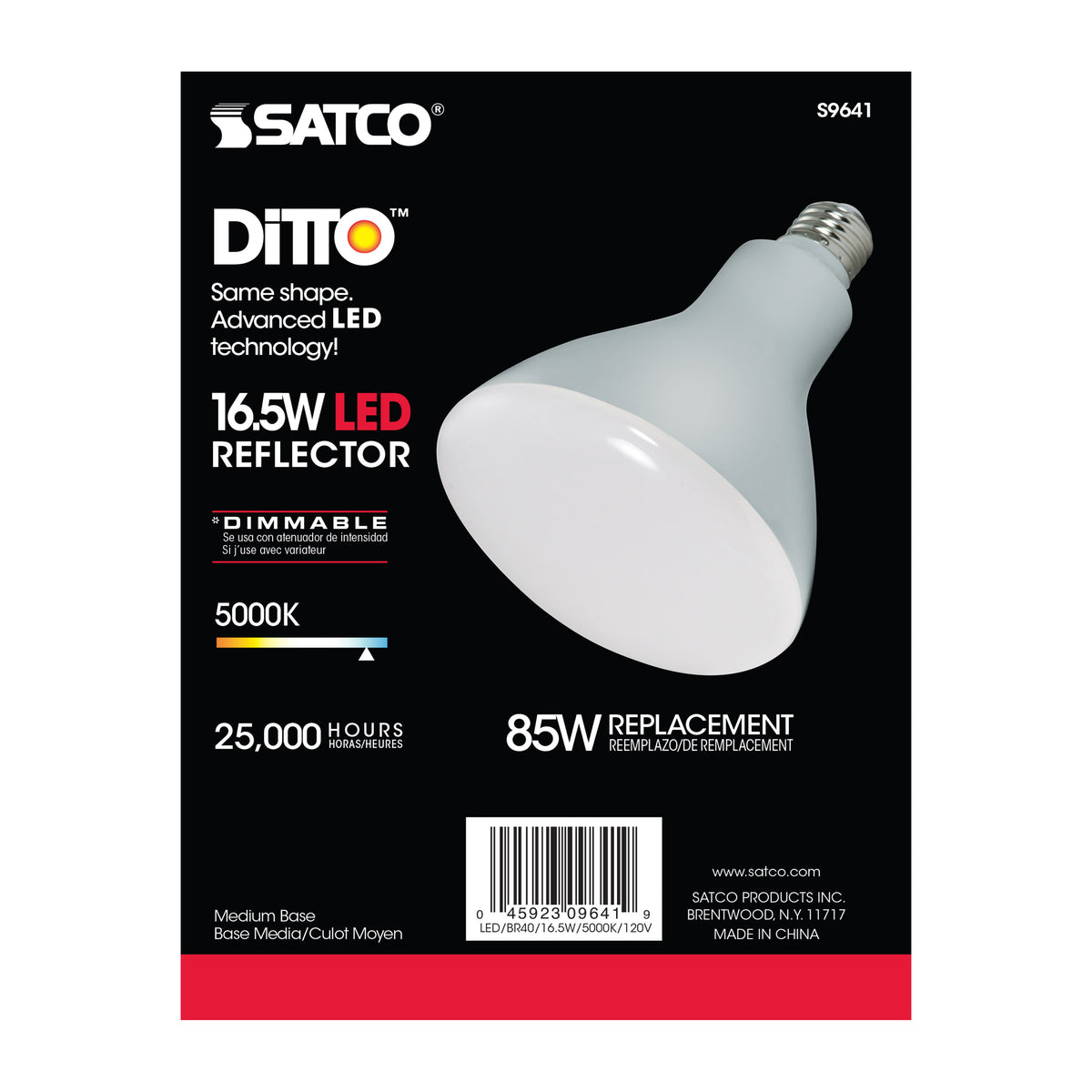 16.5 Watt - LED BR40 - 5000K - 103 deg. Beam Angle - Medium base - 120 Volt - Dimmable
