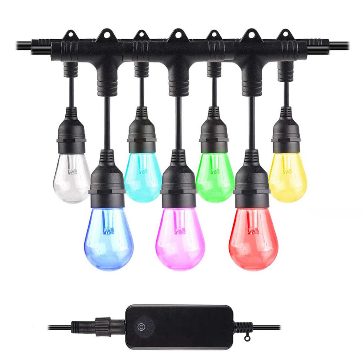 Bulbrite Solana 36-FT Smart String Light Kit with Shatter Resistant RGB Color Changing LED Light Bulbs, 2 Pack