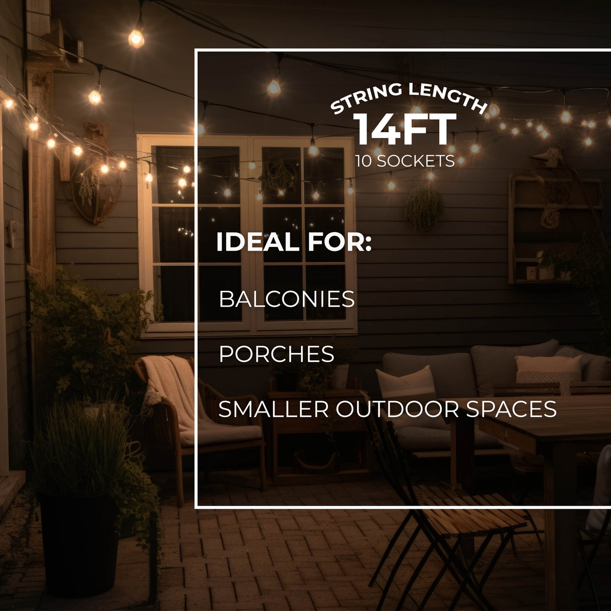 Bulbrite 14-Foot String Light Kit with Clear Shatter Resistant Globe G16 LED Light Bulbs