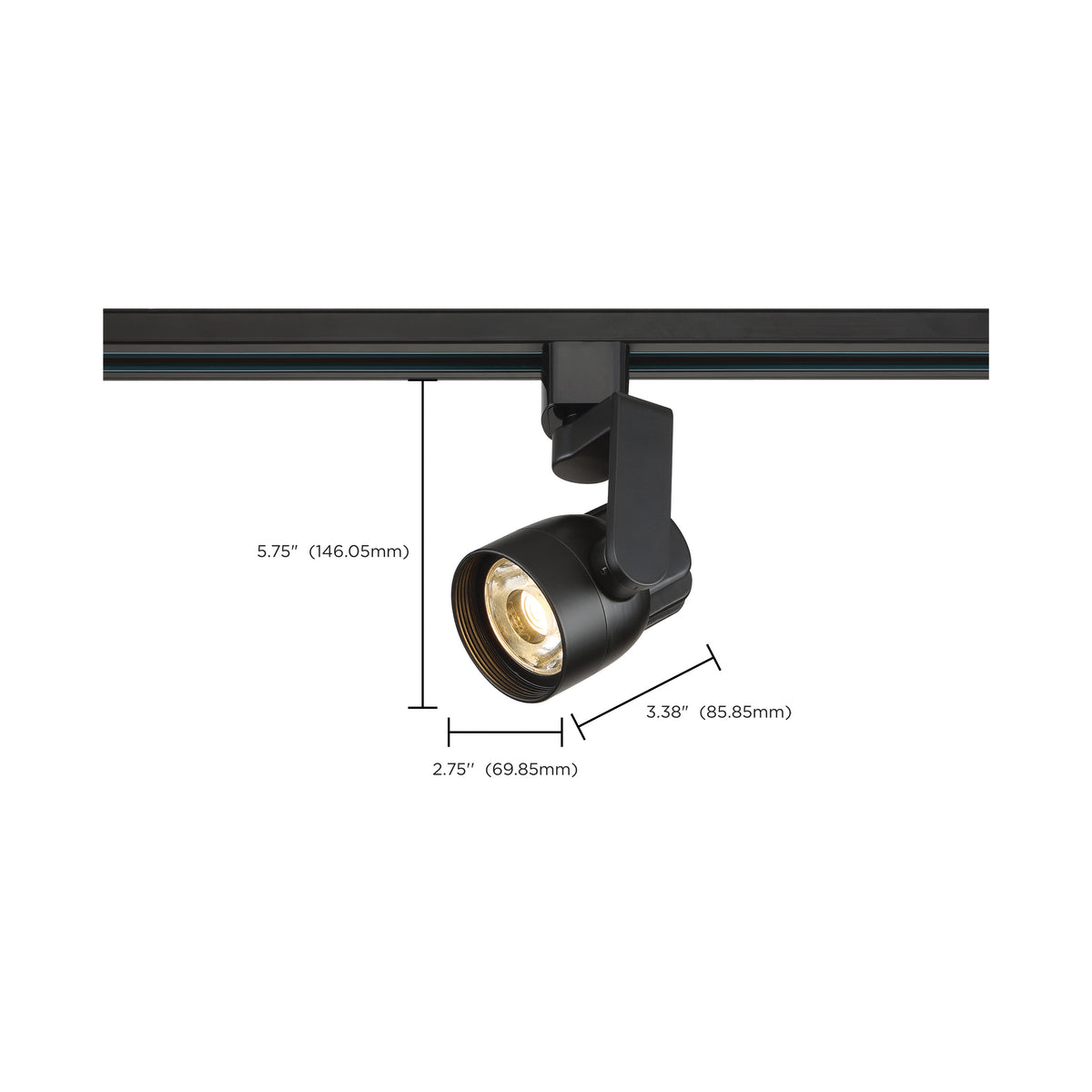 1 Light - LED - 12W Track Head - Angle Arm - Black - 36 Deg. Beam - H-Style