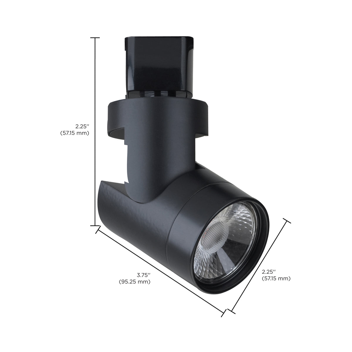 1 Light - LED - 12W Track Head - Barrel - Black - 36 Deg. Beam - H-Style
