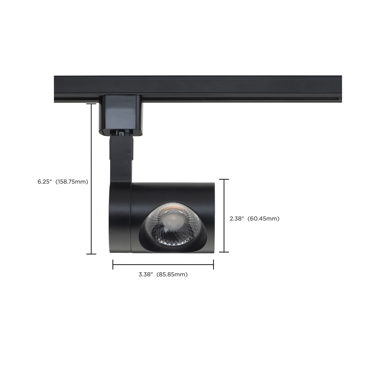 1 Light - LED - 12W Track Head - Pipe - Black - 24 Deg. Beam - H-Style